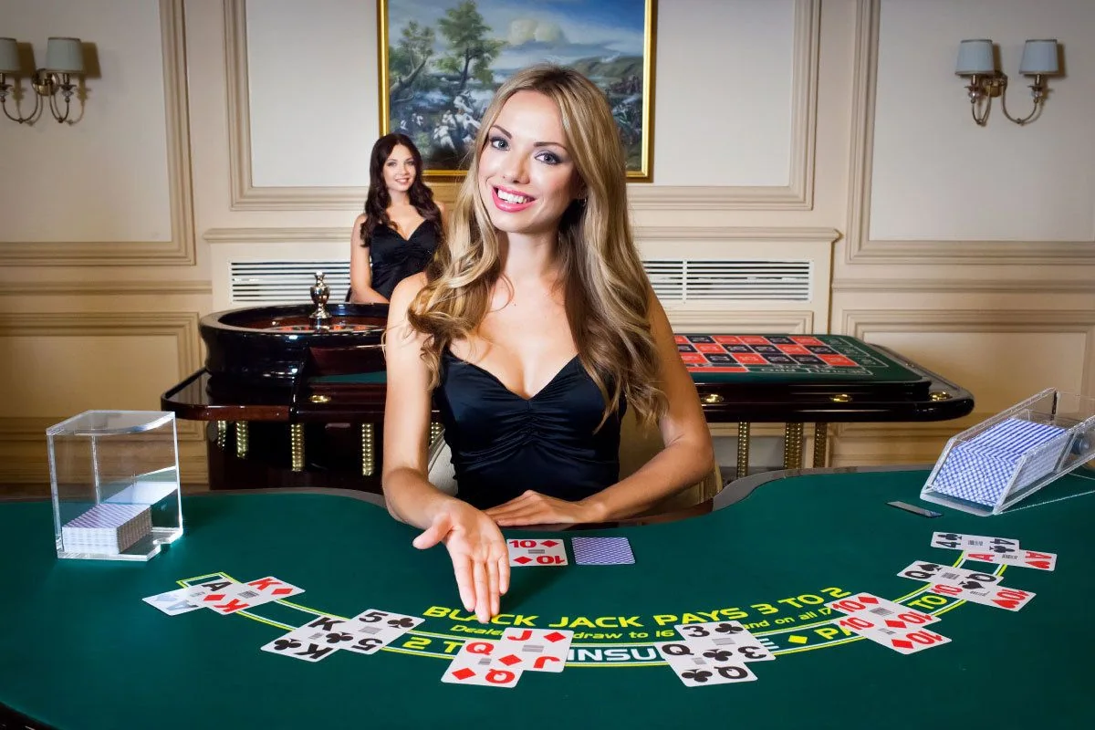 Dealer di ruang meja live dengan tampilan permainan