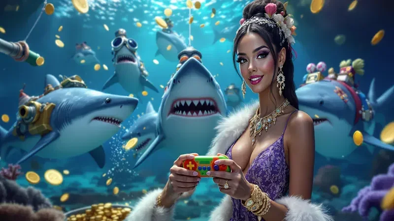Ilustrasi permainan tembak ikan di lobi RAHAYU88